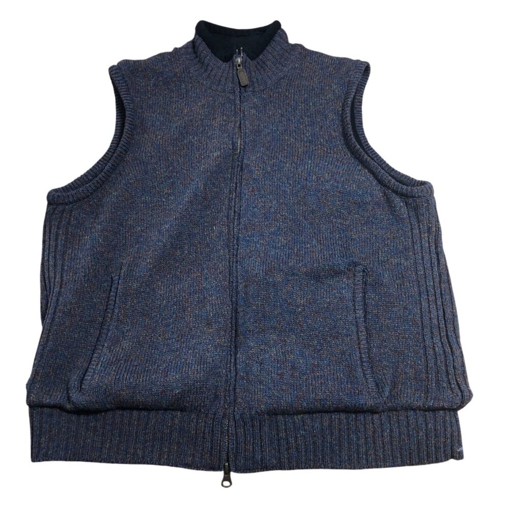 Pendleton Vest Mens M Shetland Wool Full Zip Fleece Lined Pockets Blue - Picture 1 of 13